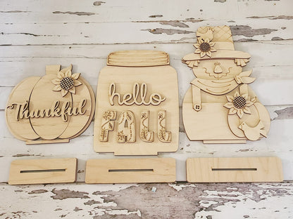 DIY Fall Pumpkin Shelf Sitter Wood Blank | Tiered Tray Decor