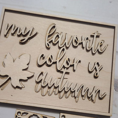 Unfinished Wood Fall Tiered Tray Decor, DIY Autumn Kit