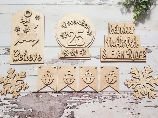 Christmas Tiered Tray Decor DIY Kit, Wood Craft Bundle