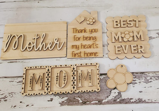 Mother's Day Tiered Tray DIY Kit - Unfinished Wood Decor