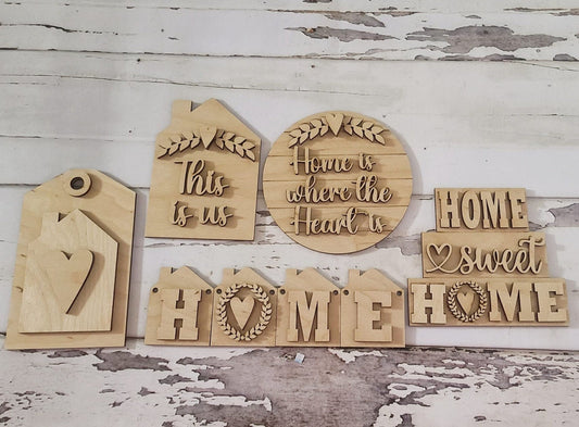 Home Tiered Tray, Tiered Tray Blank, Tray Blank Set, Home Sweet Home, Home Signs, Everyday diy home decor - LaserOnTheHill