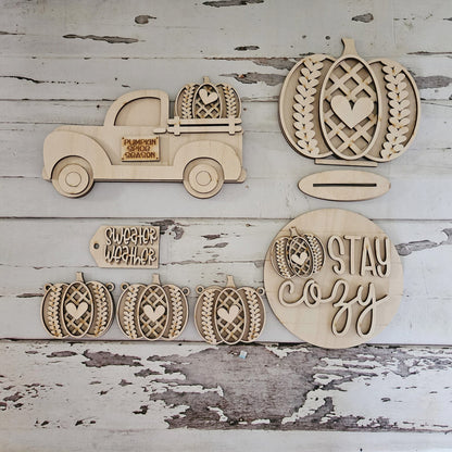 DIY Fall Tiered Tray Decor, Unfinished Wood Blanks, Autumn DIY Kit