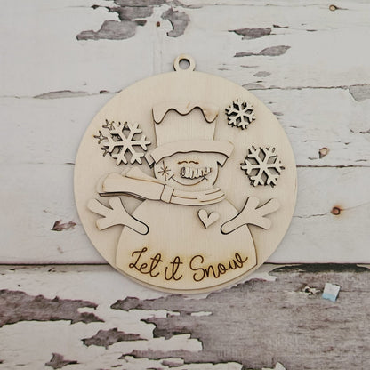 DIY Snowman Christmas Ornament Coloring Kit, Kids Activity