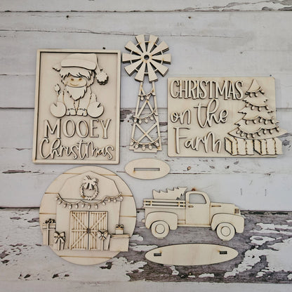 Highland cow Christmas tiered tray blank | Farmhouse Christmas DIY | Farmhouse Christmas tiered tray blank | DIY Christmas home decor - LaserOnTheHill