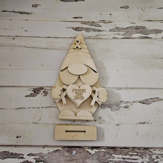 DIY Breast Cancer Awareness Gnome – Unfinished Wood Shelf Sitter