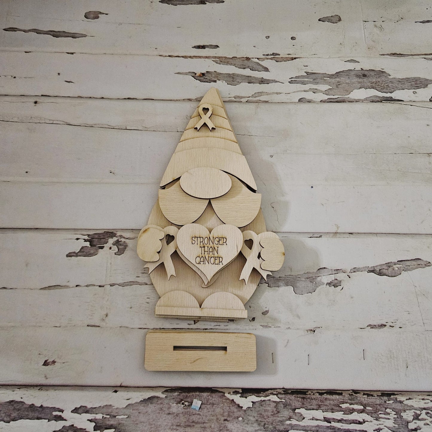 Breast cancer gnome shelf sitter wood blank - DIY breast cancer awareness gnome - Breast cancer decor - Cancer awareness wood blanks - Gnome - LaserOnTheHill
