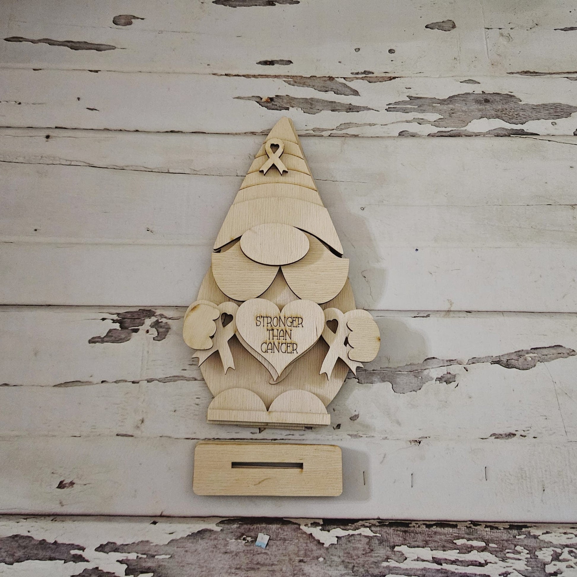 Breast cancer gnome shelf sitter wood blank - DIY breast cancer awareness gnome - Breast cancer decor - Cancer awareness wood blanks - Gnome - LaserOnTheHill