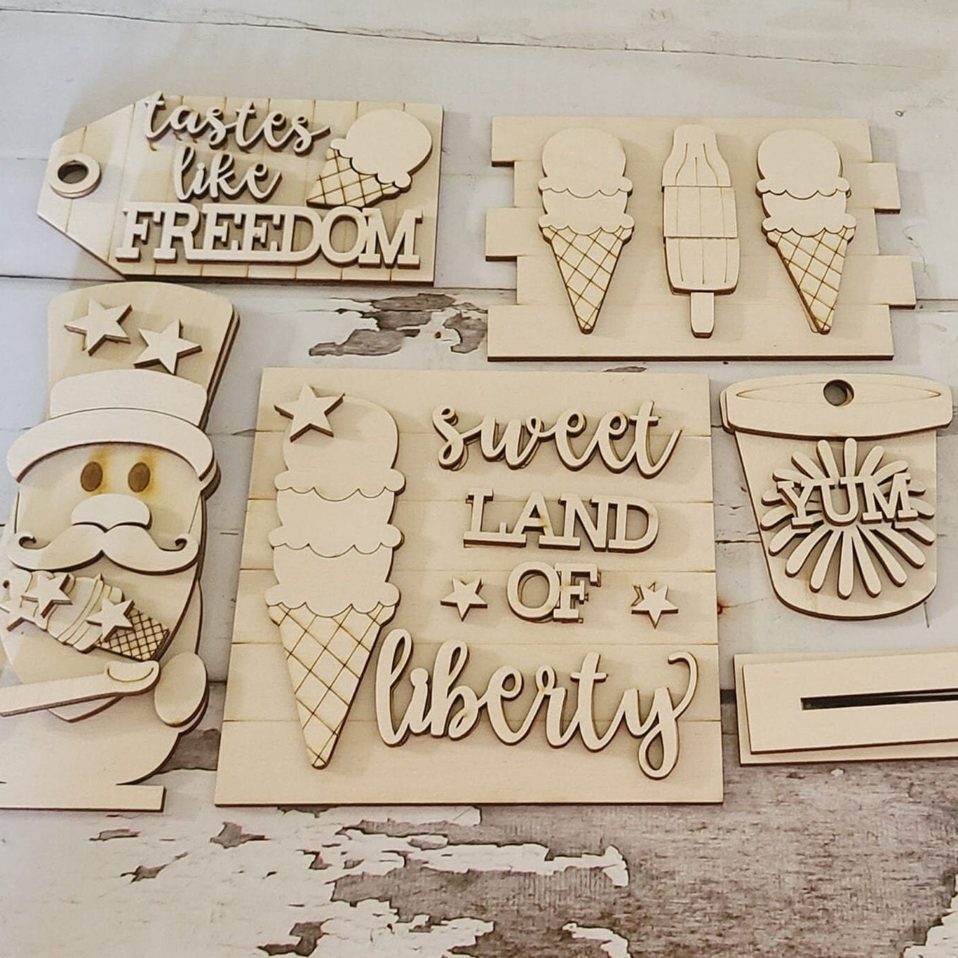 4th of July Tiered Tray DIY Wood Craft Kit, Patriotic Decor