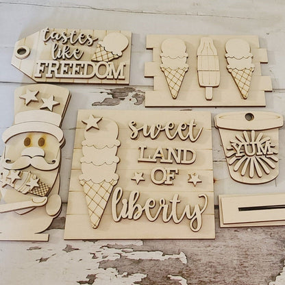 4th of July Tiered Tray DIY Wood Craft Kit, Patriotic Decor