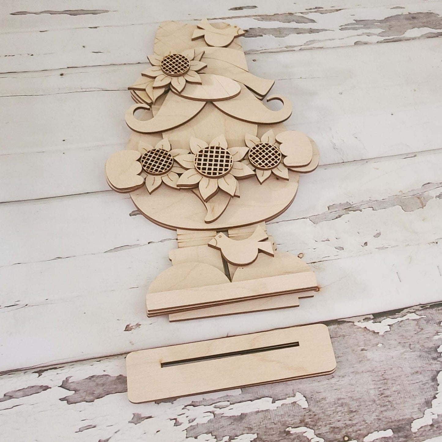 Fall Gnome DIY Shelf Sitter, Sunflower Decor Wood Blank