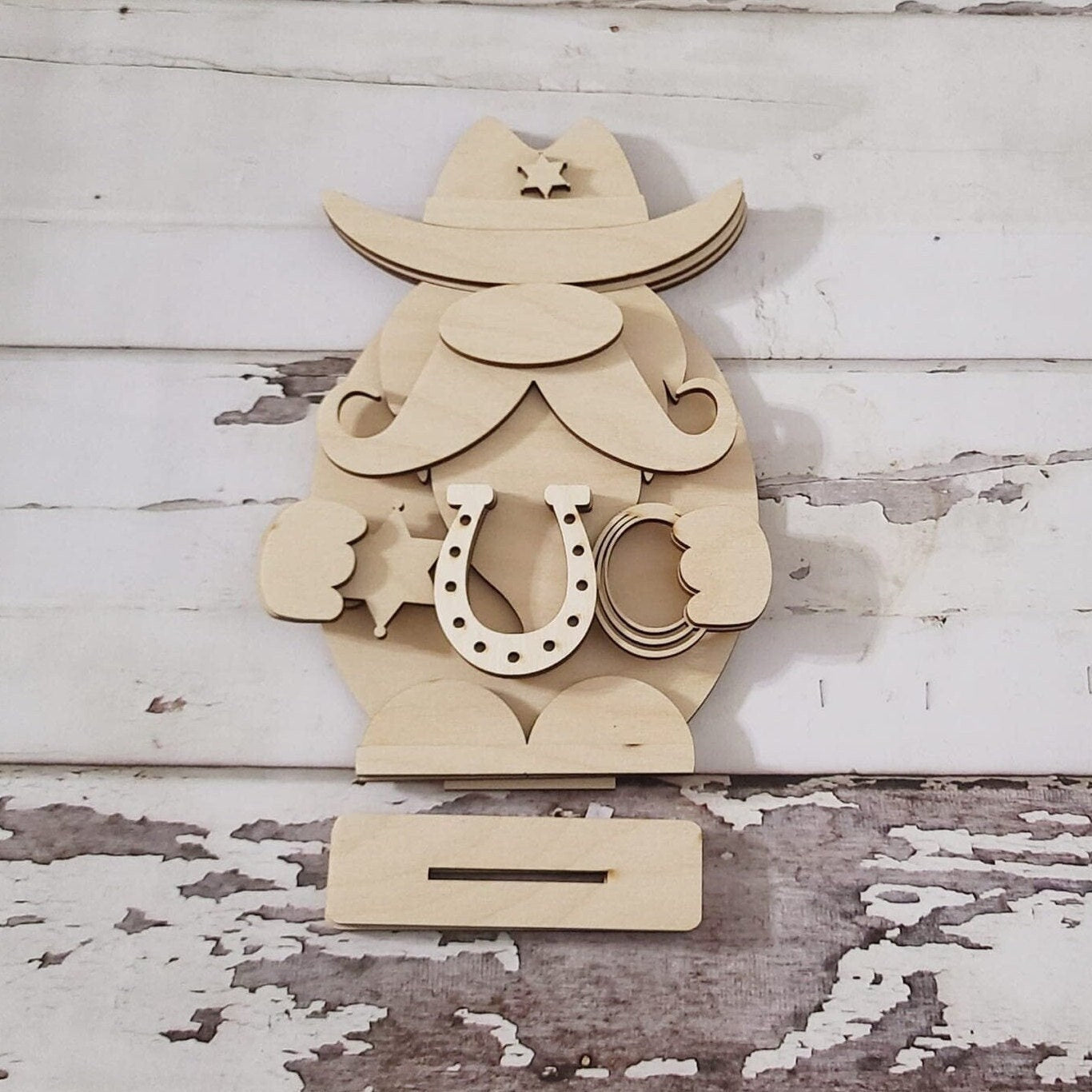 Cowboy shelf sitter wood blank diy, Cow tiered tray blank decor, Western decor, Baby Highland Cow DIY, Farm Shelf Sitter - LaserOnTheHill