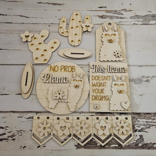 Llama tiered tray DIY wood blanks - Llama wood blanks - Llama diy craft - DIY craft - DIY llama kit - diy llama home decor - diy tiered tray