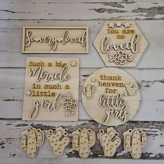 Girl's DIY Tiered Tray Decor - Unpainted Wood Craft Kit