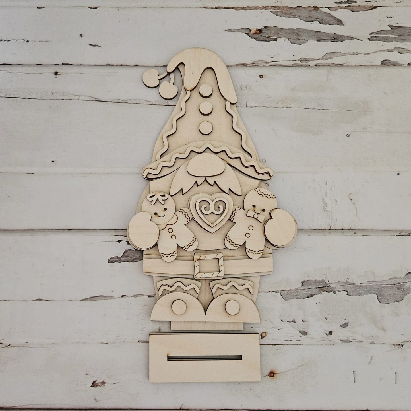 Christmas Gnome Wood Blank DIY Shelf Sitter, Tiered Tray Decor