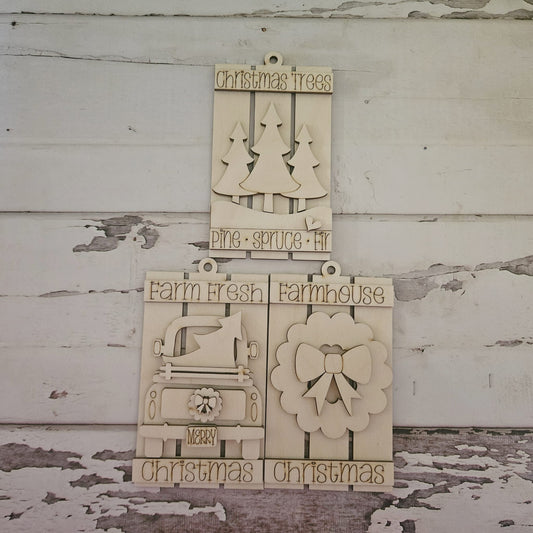 DIY Wooden Christmas Ornament Coloring Kit, Unpainted Ornaments