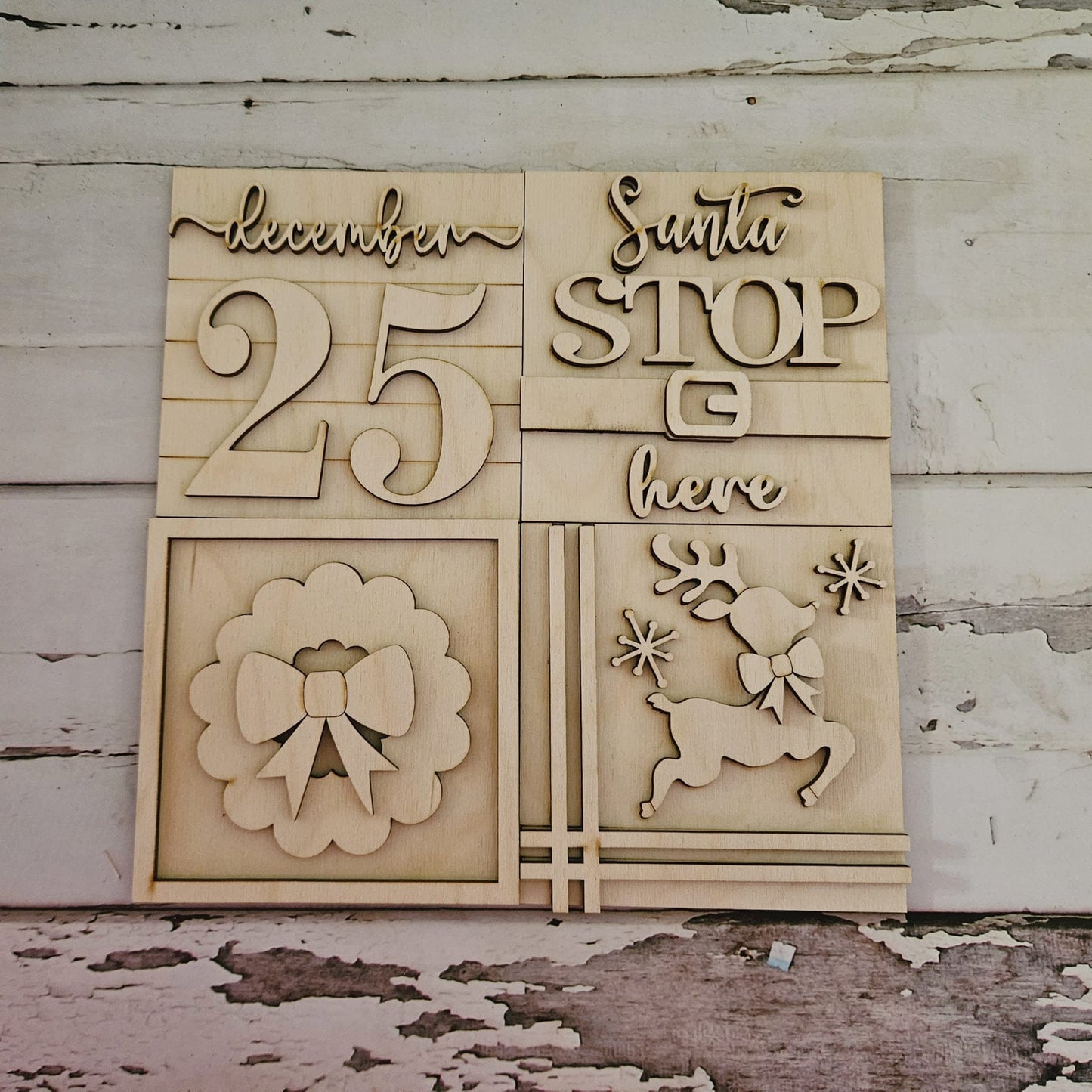 DIY Christmas Tiered Tray Decor – Unfinished Wood Interchangeable Sign