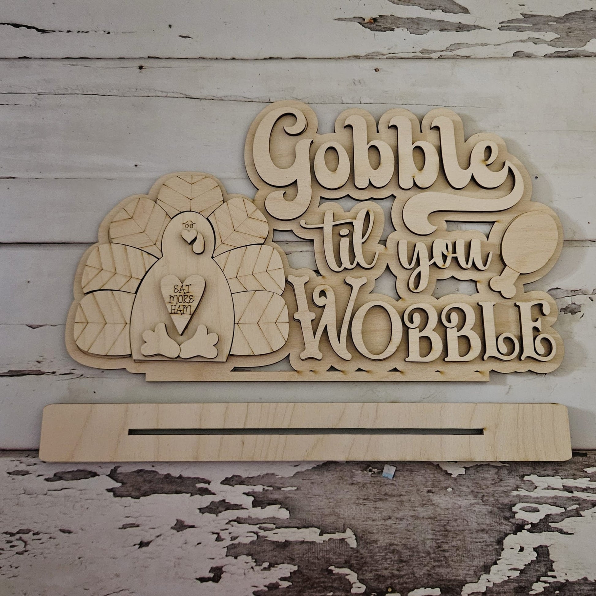 Thanksgiving word art shelf sitter - Thanksgiving DIY home decor - Fall wood blanks - DIY turkey home decor - DIY wood craft kit - LaserOnTheHill