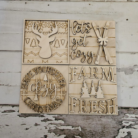 DIY Christmas Tiered Tray Wood Blanks | Interchangeable Signs