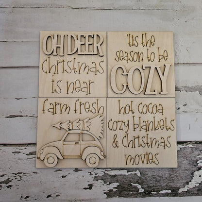 Christmas interchangeable signs | Christmas tiered tray wood blanks | Christmas blank signs | DIY Christmas home decor - LaserOnTheHill