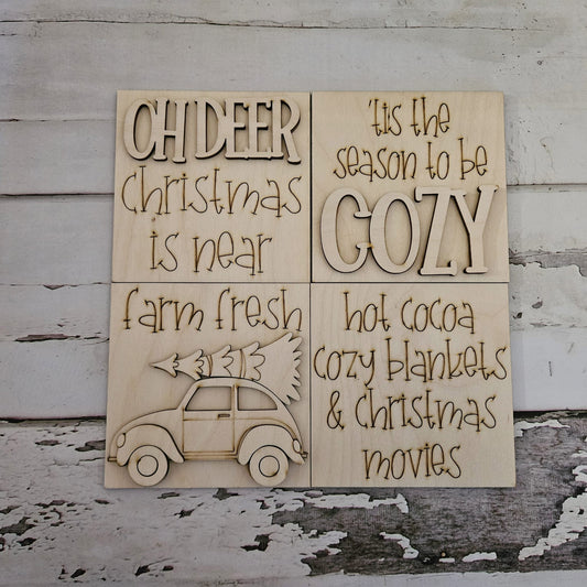 Christmas interchangeable signs | Christmas tiered tray wood blanks | Christmas blank signs | DIY Christmas home decor - LaserOnTheHill