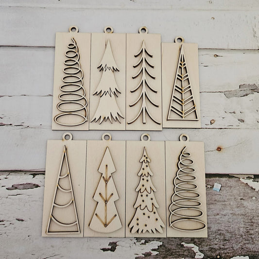 DIY Christmas Tree Ornament Coloring Kit, Unpainted Wood, Kids Activity