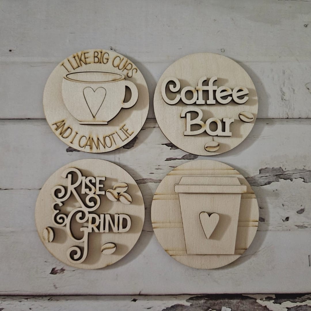 Coffee interchangeable sign wood blank - DIY coffee decor - Coffee tiered tray blank - Interchangeable home decor - DIY crafts - Tiered tray - LaserOnTheHill