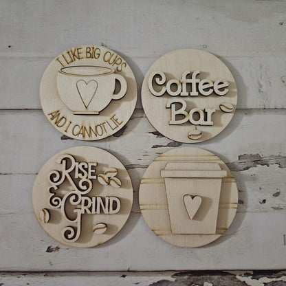 Coffee interchangeable sign wood blank - DIY coffee decor - Coffee tiered tray blank - Interchangeable home decor - DIY crafts - Tiered tray - LaserOnTheHill
