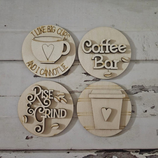 Coffee interchangeable sign wood blank - DIY coffee decor - Coffee tiered tray blank - Interchangeable home decor - DIY crafts - Tiered tray - LaserOnTheHill
