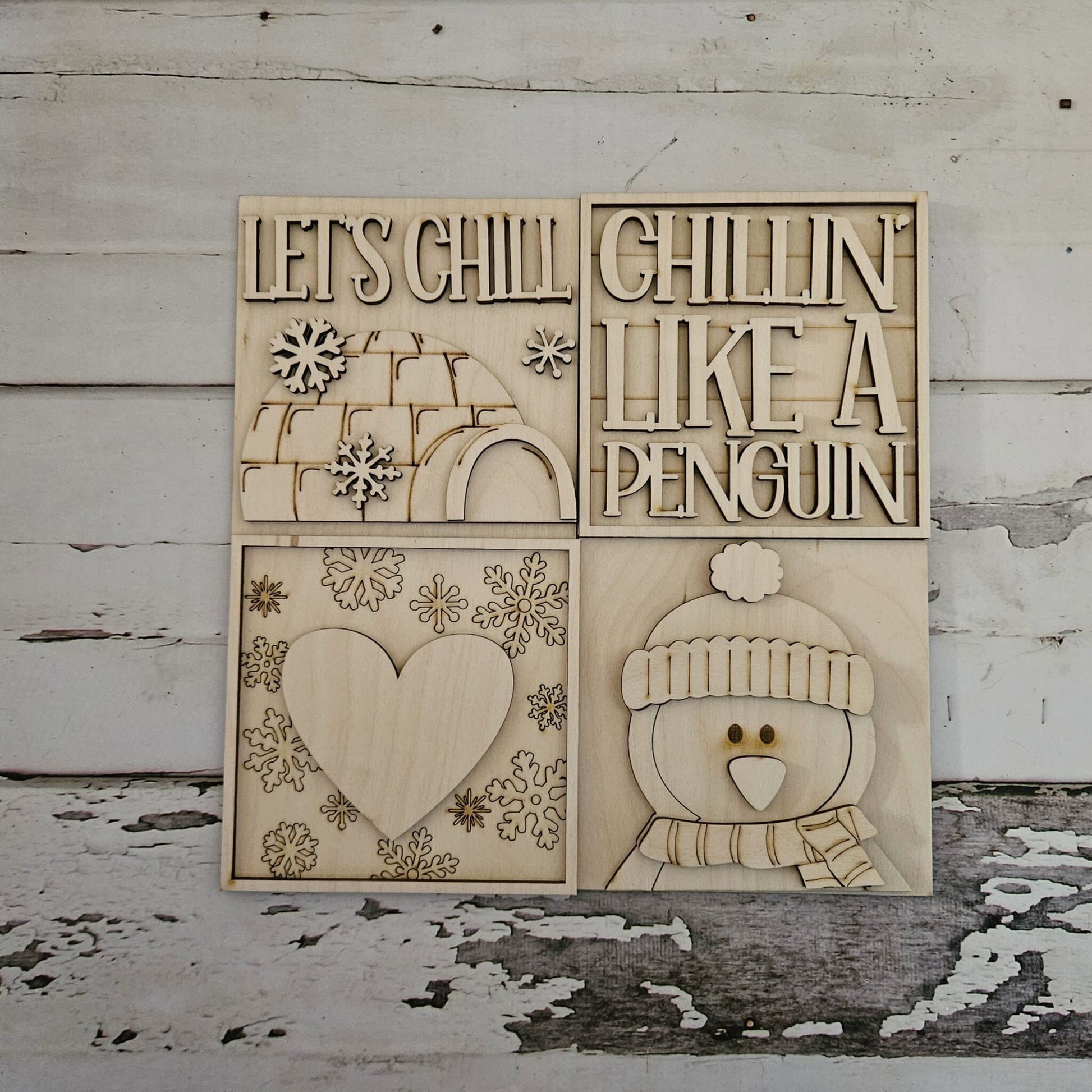 Penguin interchangeable signs - Winter interchangeable signs - DIY winter penguin home decor - DIY interchangeable signs - Wood blanks - LaserOnTheHill