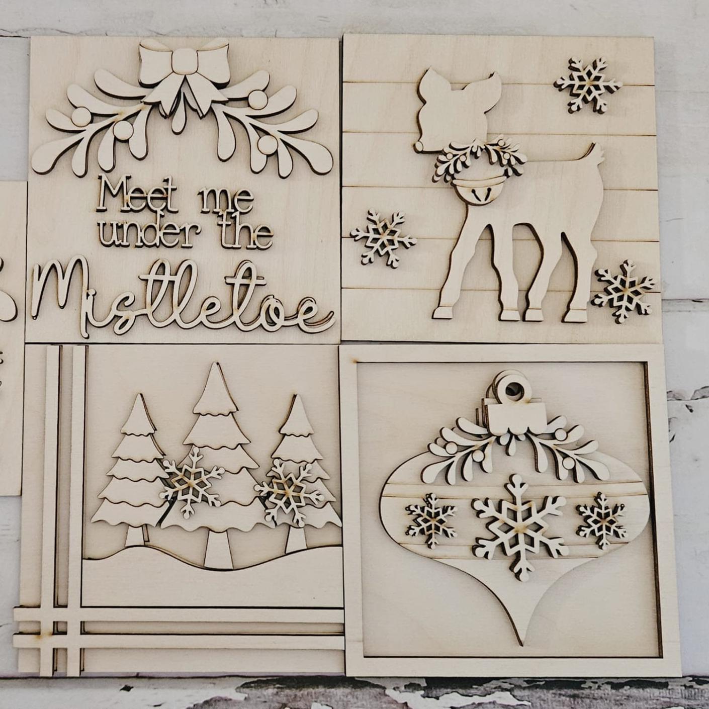 Christmas tiered tray decor diy blank, Tiered Tray Decor blank, Wood Craft Kit, Do It Yourself, DIY Craft Kit, 3D Decor, Christmas Decor DIY