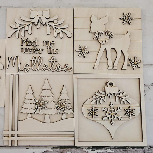 Christmas tiered tray decor diy blank, Tiered Tray Decor blank, Wood Craft Kit, Do It Yourself, DIY Craft Kit, 3D Decor, Christmas Decor DIY