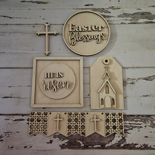 Easter tiered tray decor blank. Make your own tiered tray bundle. Spring Tier decor, Easter decor, Colorful mini signs, Tier tray kit, DIY - LaserOnTheHill