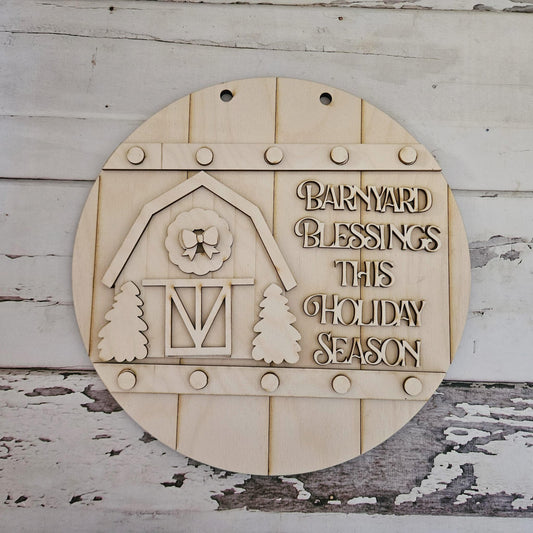 DIY Christmas Door Hanger Kit | Unfinished Wood Barn, Holiday Blessings