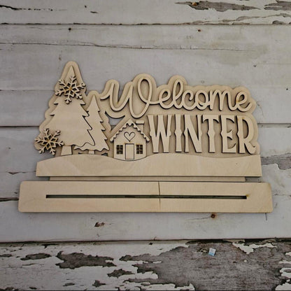 Winter Shelf Sitter Wood Blank – DIY Tiered Tray Decor