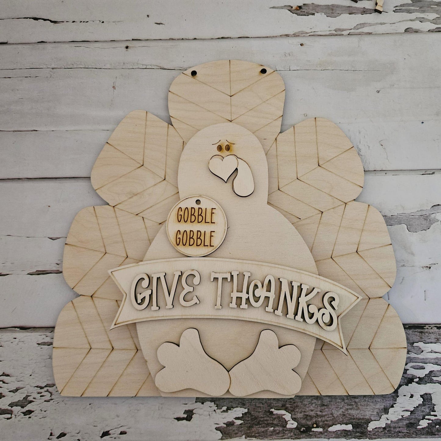 DIY Thanksgiving Turkey Door Hanger Wood Blank - Fall Decor