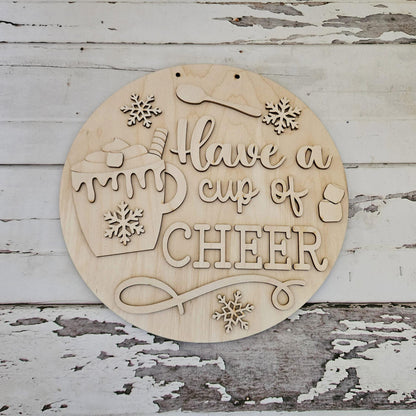 DIY Winter Door Hanger Blank | Hot Cocoa, Snowflake, Cheer