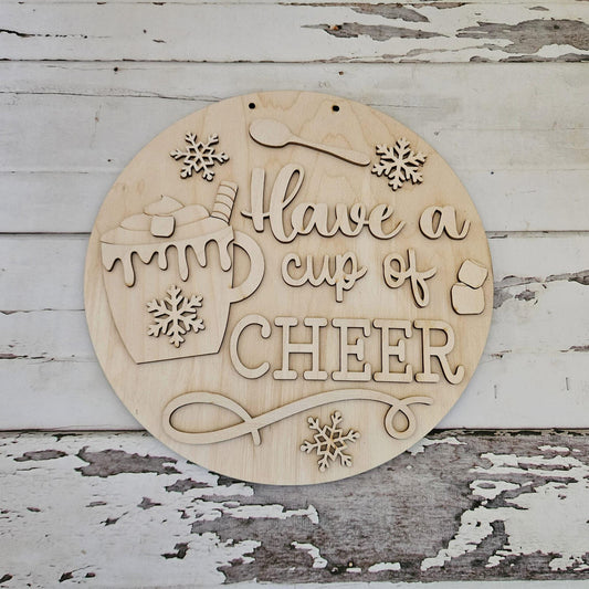DIY Winter Door Hanger Blank | Hot Cocoa, Snowflake, Cheer