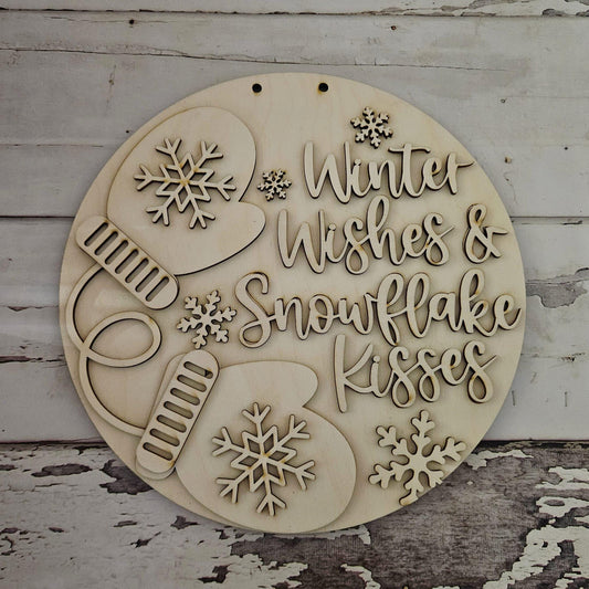 DIY Winter Door Hanger Blank | Mittens & Snowflakes Craft Kit