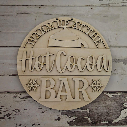 DIY Hot Cocoa Bar Wood Door Hanger | Unfinished Winter Craft Kit