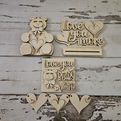 Valentine's Day Tiered Tray DIY Decor, Unpainted Wood Craft Kit