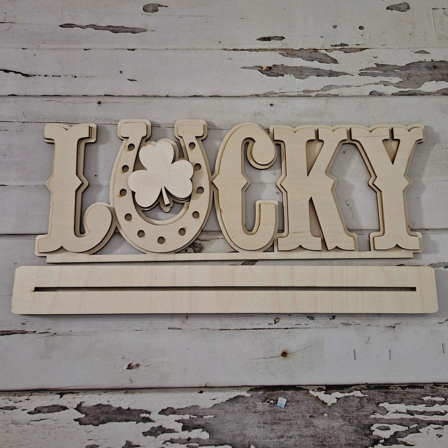 St Patrick's Day 'Lucky' Wood Shelf Sitter DIY Kit
