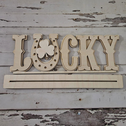 St Patrick's Day 'Lucky' Wood Shelf Sitter DIY Kit
