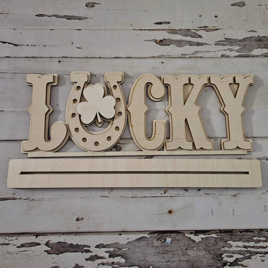 St Patrick's Day 'Lucky' Wood Shelf Sitter DIY Kit