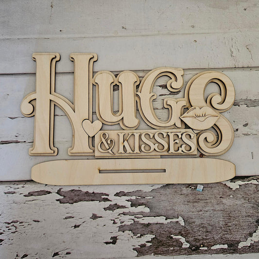 Valentine's 'Hugs & Kisses' Wood Shelf Sitter DIY Kit