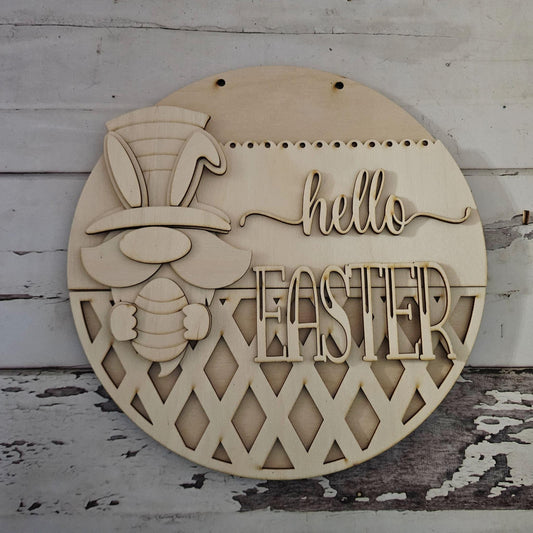 DIY Easter Gnome Door Hanger – Unfinished Birch Wood Craft Kit