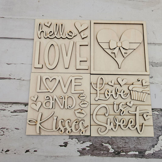Valentine's day DIY interchangeable signs - Valentine's make your own tiered tray decor - Winter DIY kit - Valentine's Day decor diy