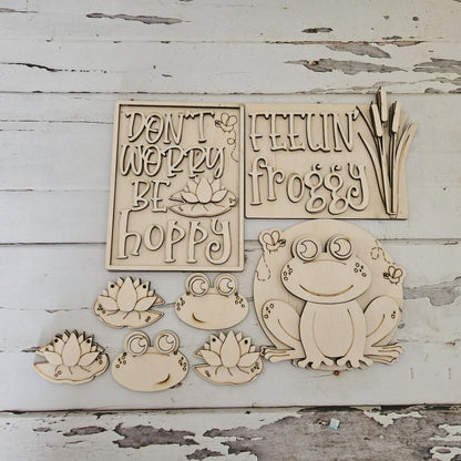 Frog tiered tray diy wood blank - Spring blank tiered tray - Make your own frog decor - Spring tiered tray DIY - DIY wood blanks - LaserOnTheHill