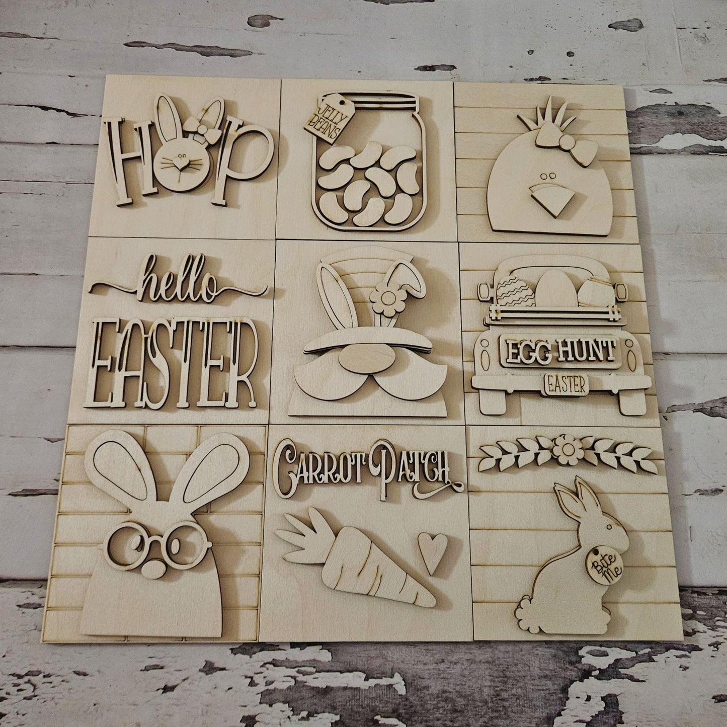 DIY Easter Interchangeable Sign – Unfinished Birch Tiered Tray Decor