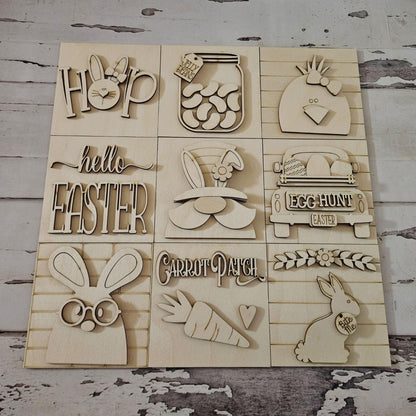 DIY Easter Interchangeable Sign – Unfinished Birch Tiered Tray Decor
