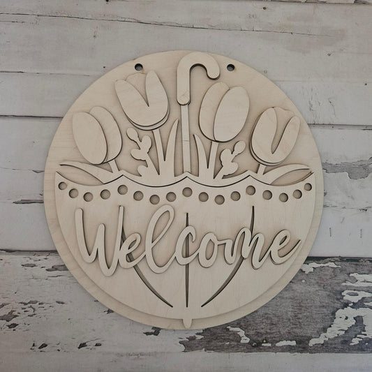 DIY Easter Tulip Door Hanger – Unfinished Birch Wood Kit